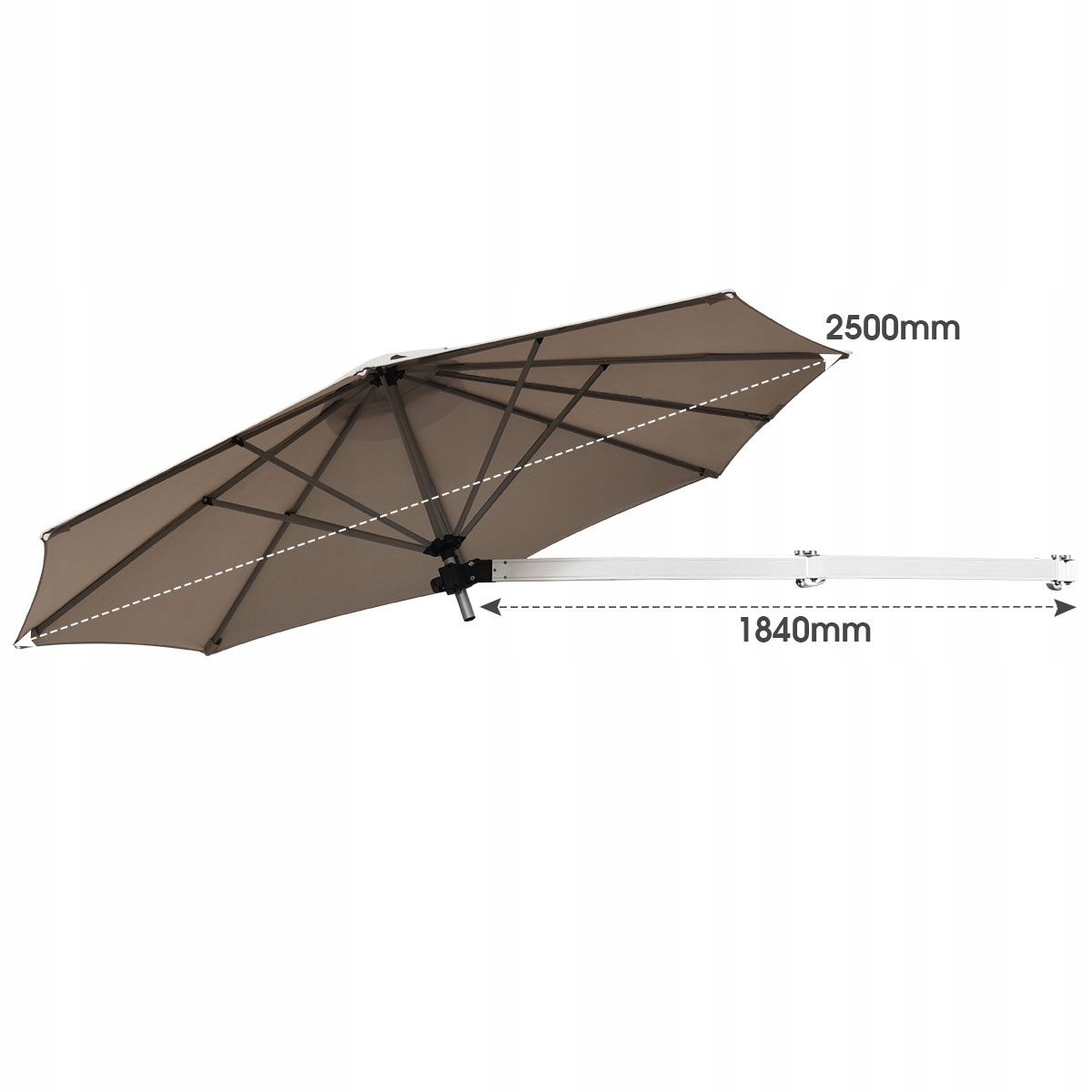 Parasol ogrodowy Ścienny 250 cm Regulowany Producent Costway