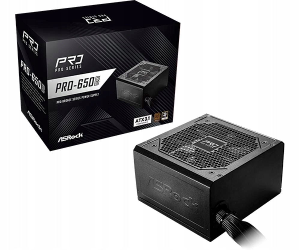Asrock zdroj PRO-650B, 650W, 80Plus Bronze, 120 mm, Atx 3.1 PRO-650B