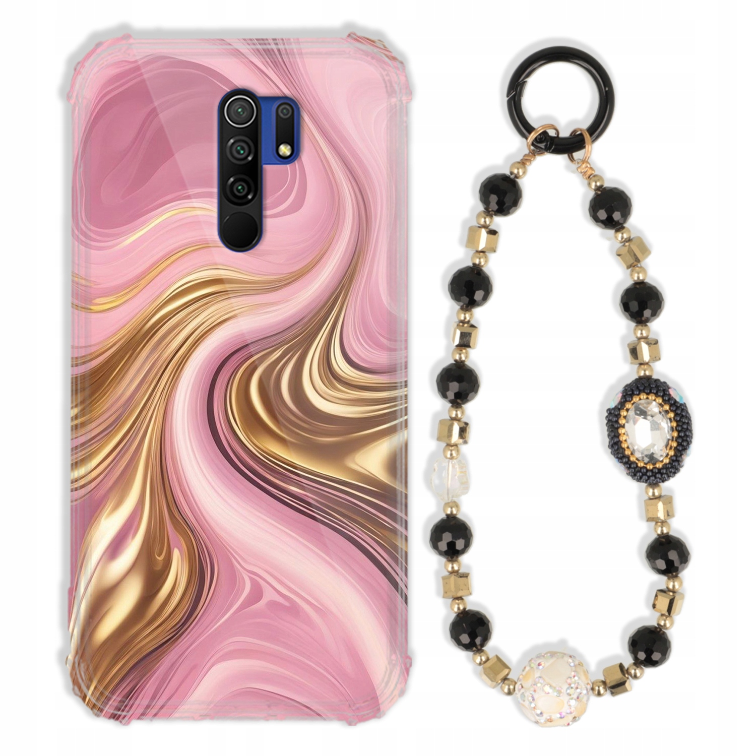 Pouzdro Pro Xiaomi Redmi 9 Antishock Zirkony Černo Zlaté Odolné| Silné