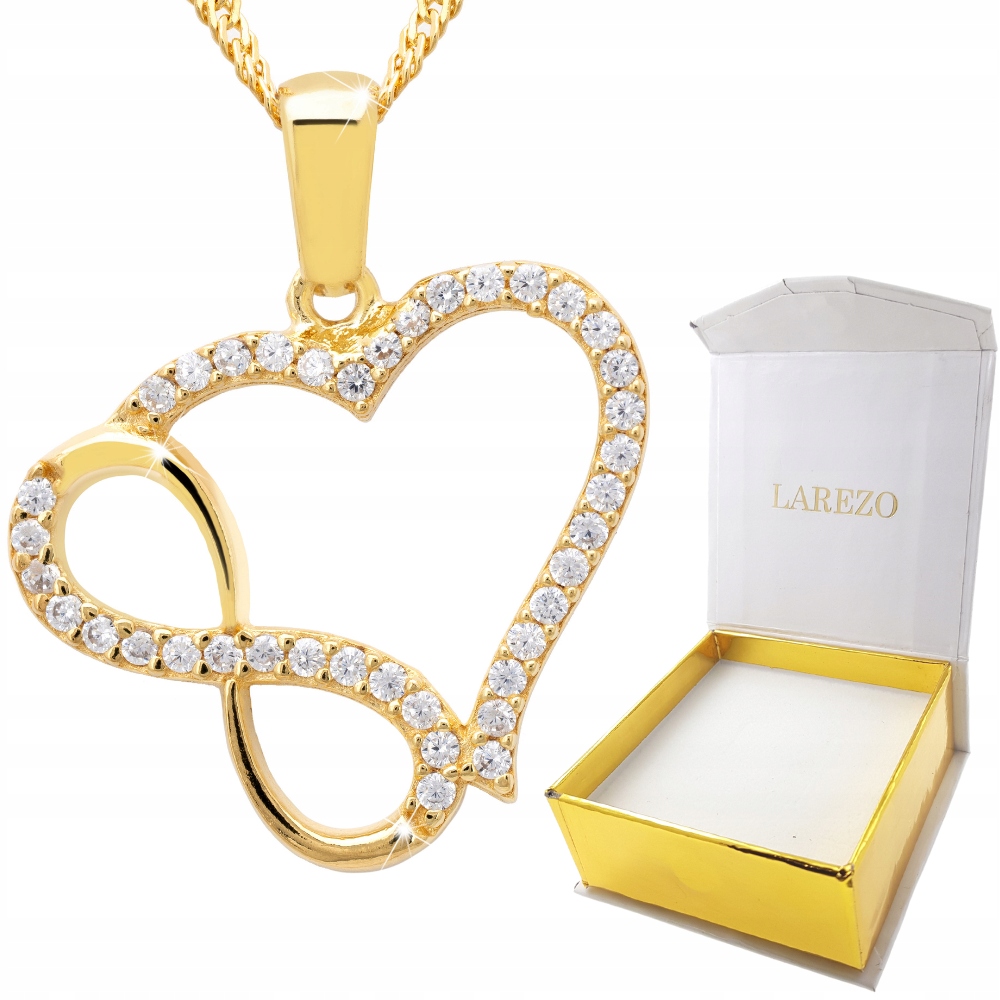 Zlatý náhrdelník Srdce Nekonečno stříbro 925