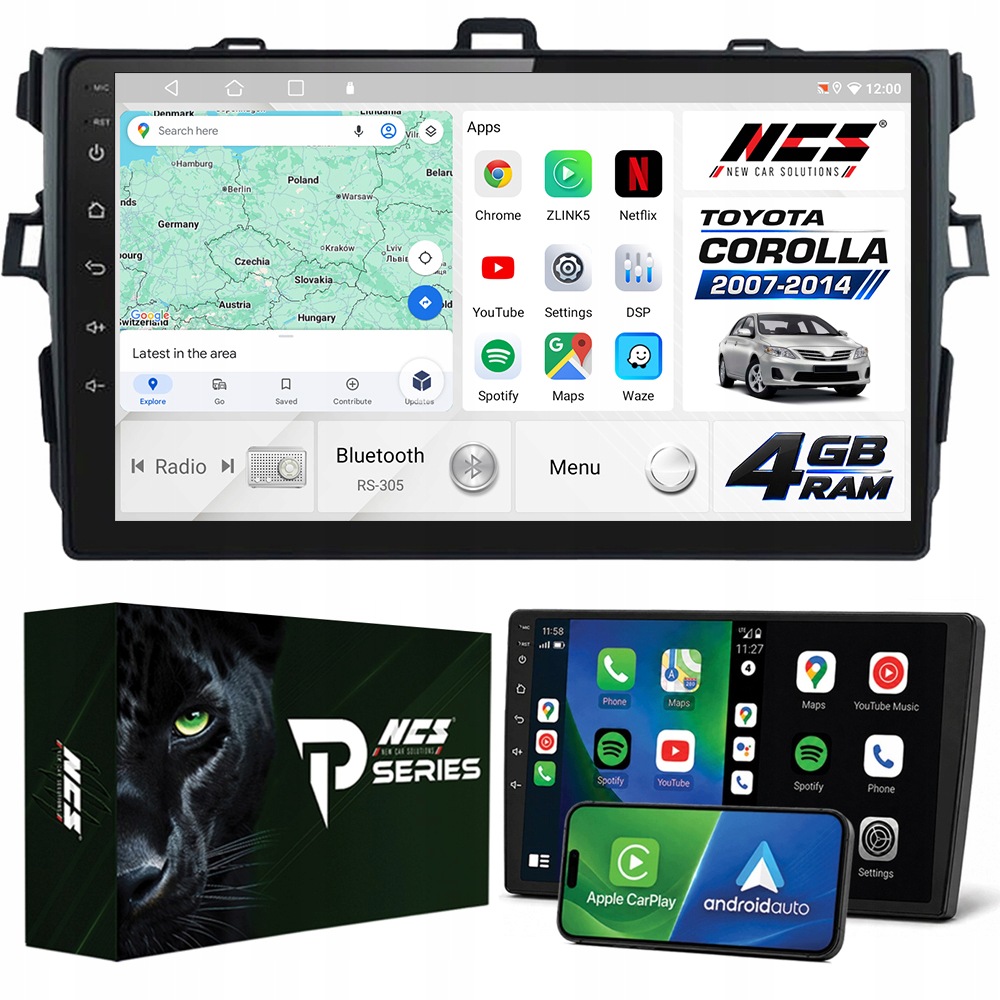 Autorádio Ncs RS-305 Toyota Corolla E15 2007-2014 Android Navigace