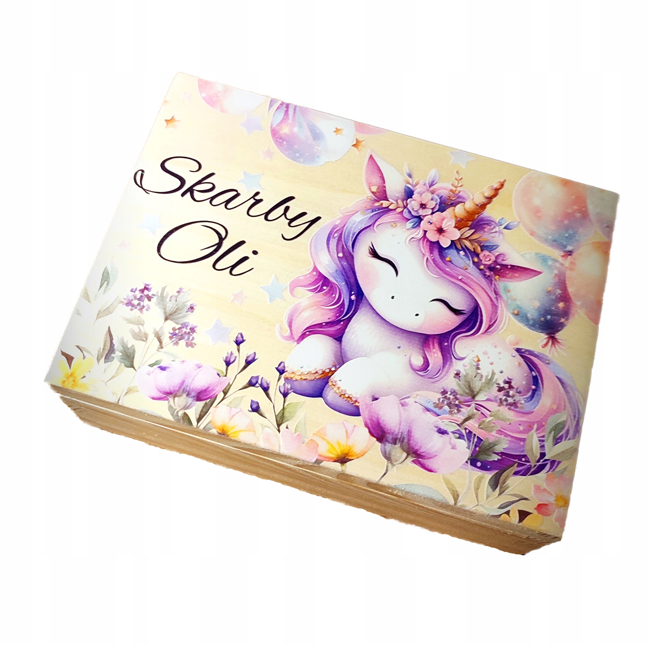 PUDEŁKO SKRZYNKA SKARBY DLA DZIECI GRAFIKA PERSONALIZOWANA Wysokość produktu 8 cm