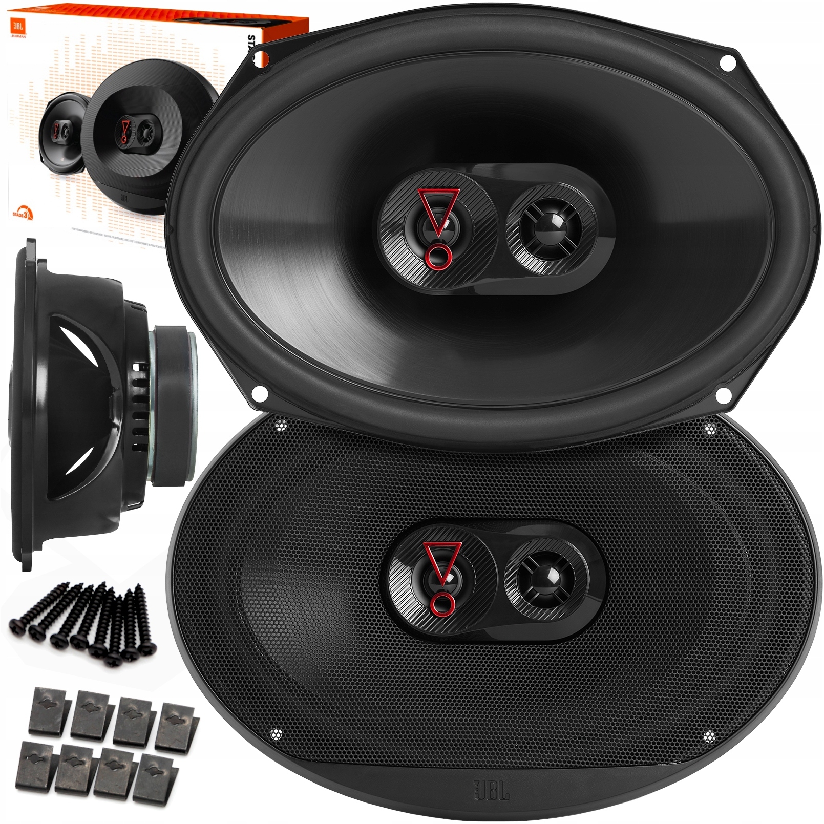 GŁOŚNIKI SAMOCHODOWE JBL STAGE3 9637 6x9 ELIPSY OWALNE JAJKA 3-DROŻNE