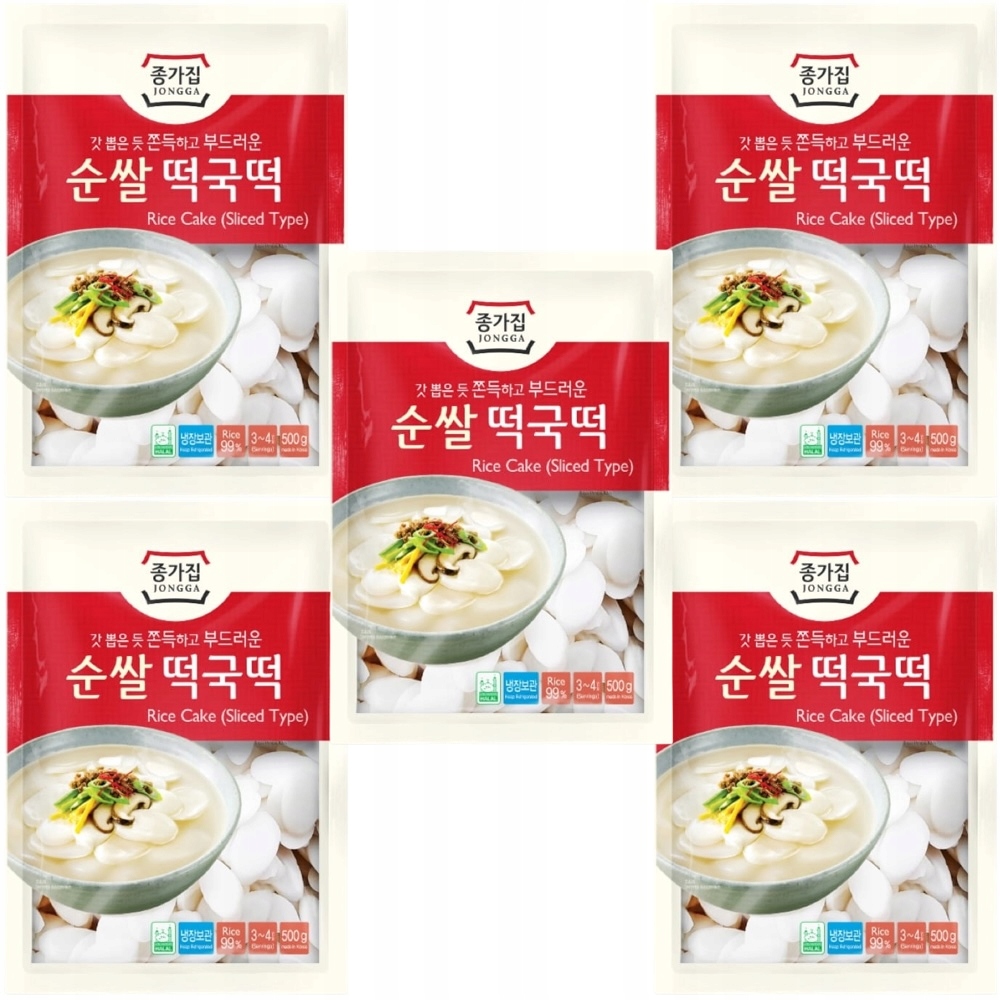 5x Koreańskie Kluski Ryżowe Tteokbokki Topokki Plasterki Sliced 500g Jongga