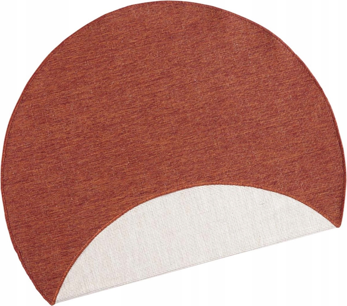 Koberec kulatý na terasu 200 cm, oboustranný, provázkový, cihlově krémový, plochý