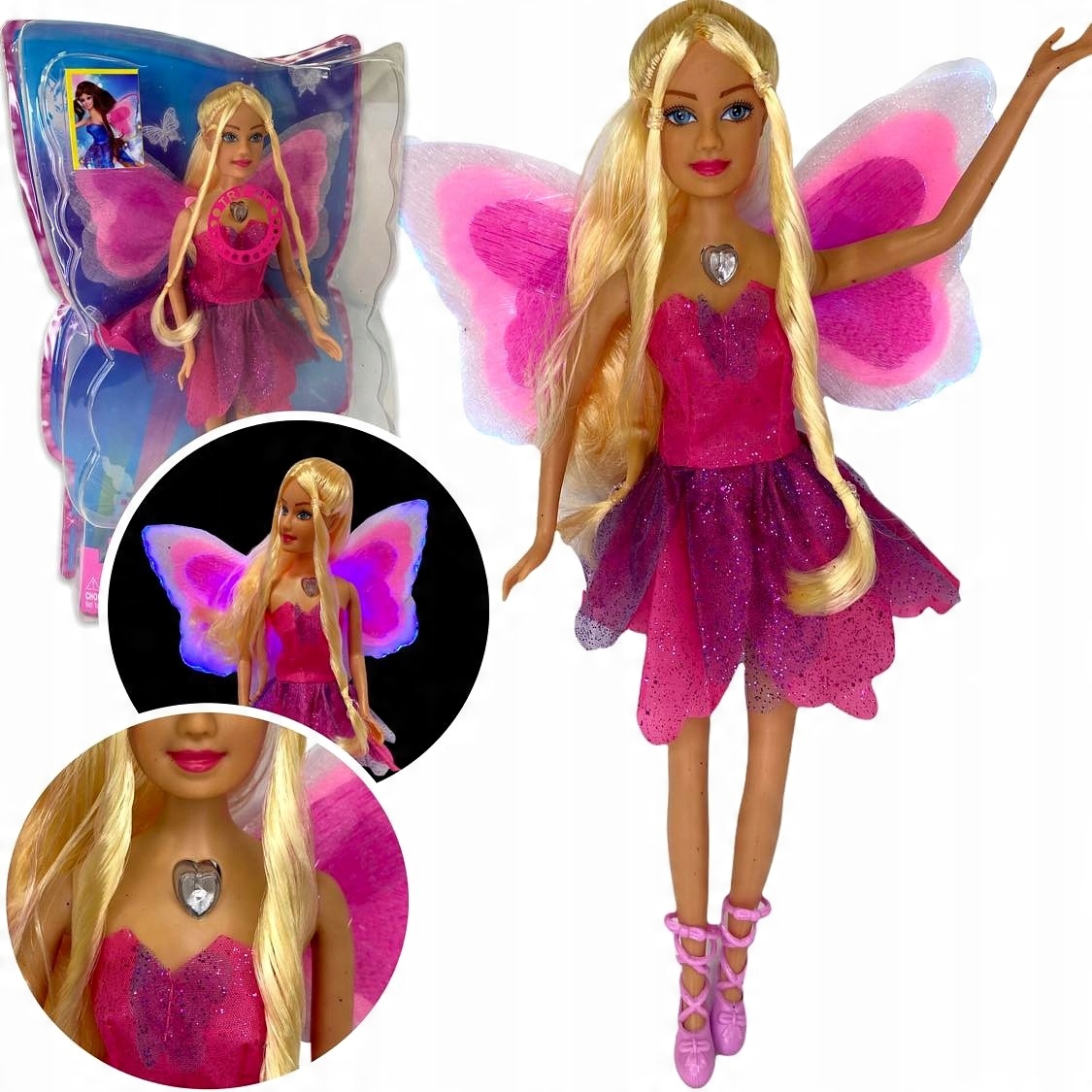 

Lalka Barbie Wróżka Latająca Świecące Skrzydła