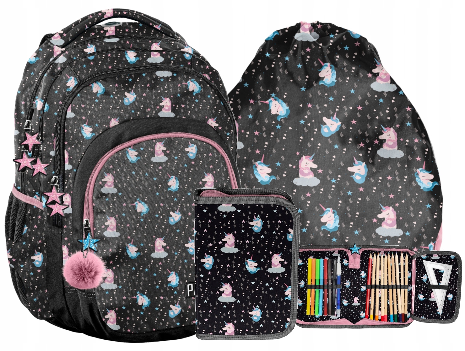 

Plecak szkolny dla dziewczynki Jednorożce zestaw