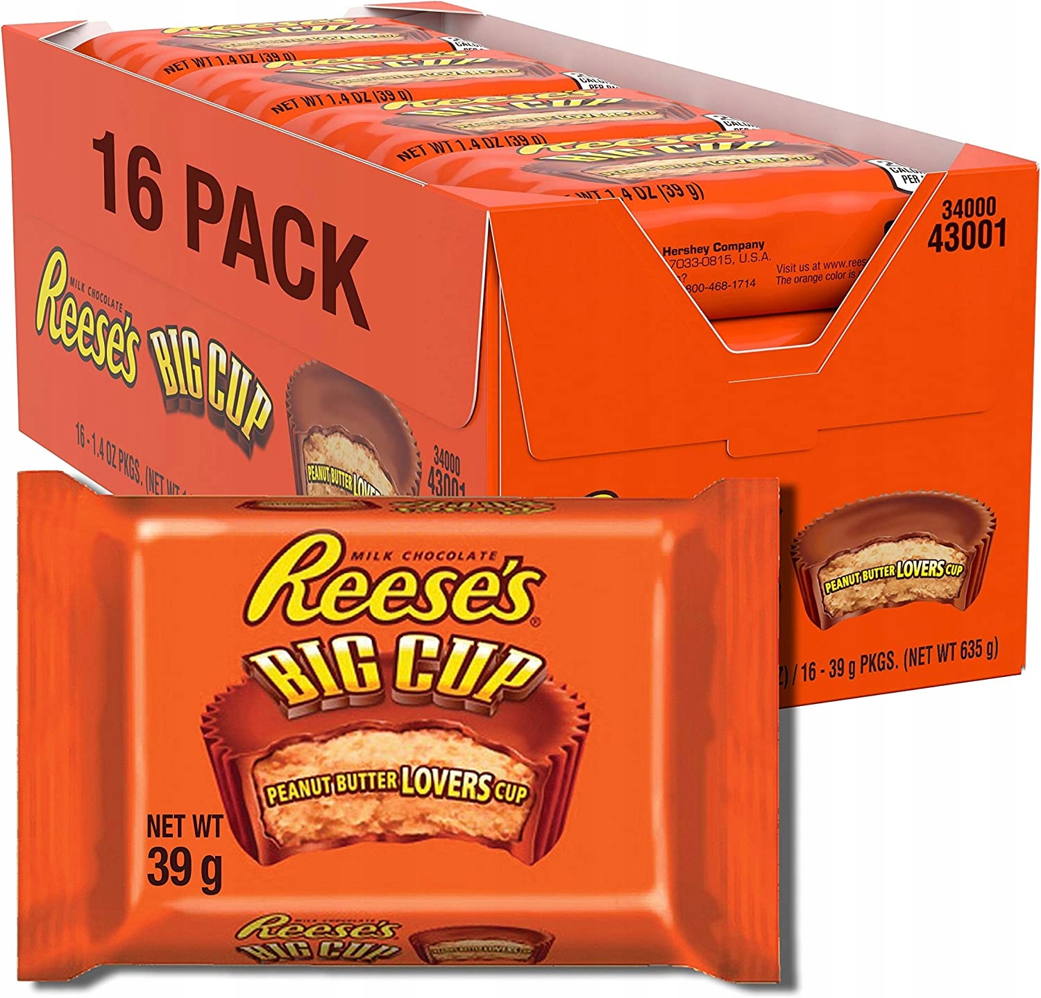 Reeses Big Cup muffiny s arašídovým krémem 16 kusů (16 x 39 g)