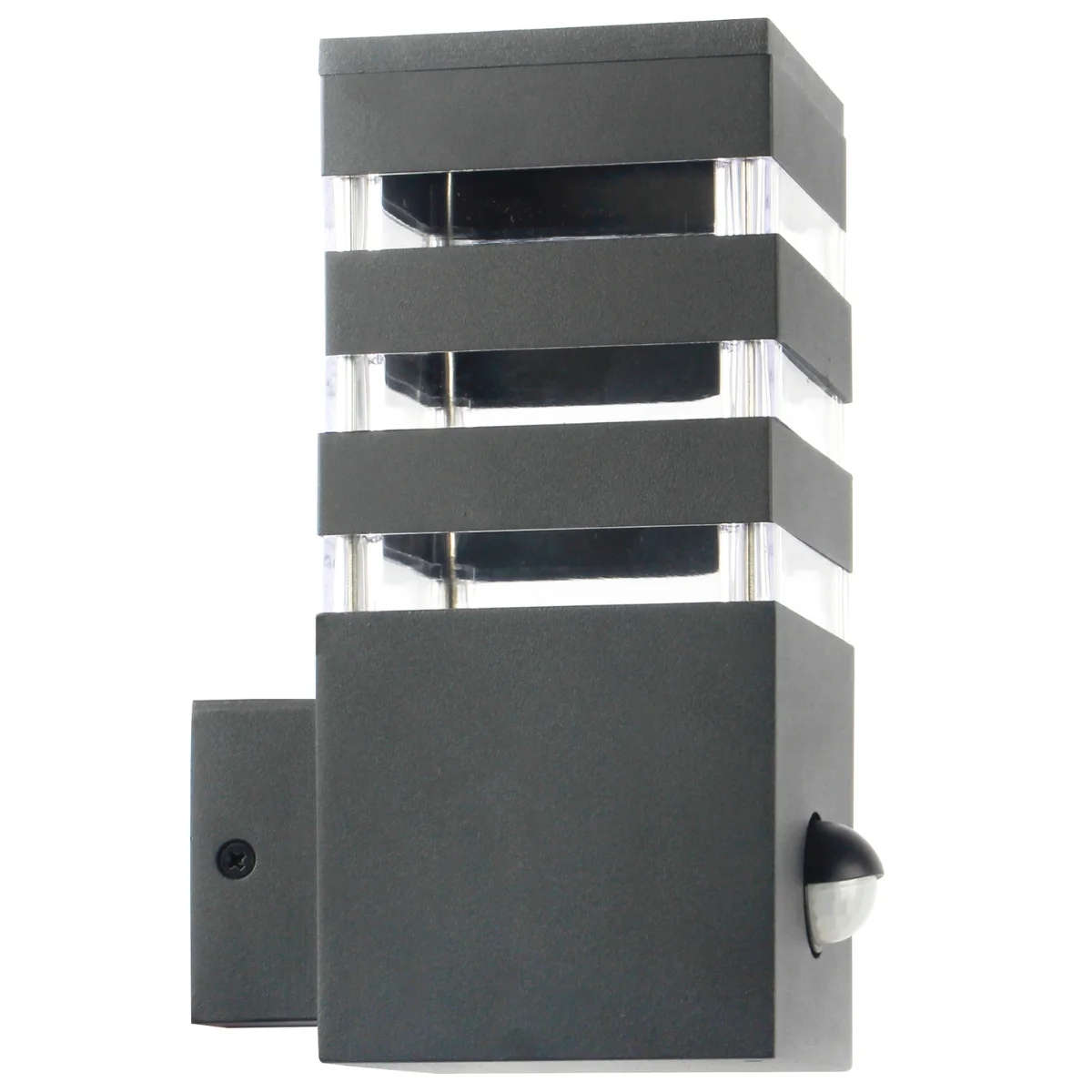 Venkovní nástěnné svítidlo s pohybovým a soumrakovým senzorem, grafitové, pruhované, Polux