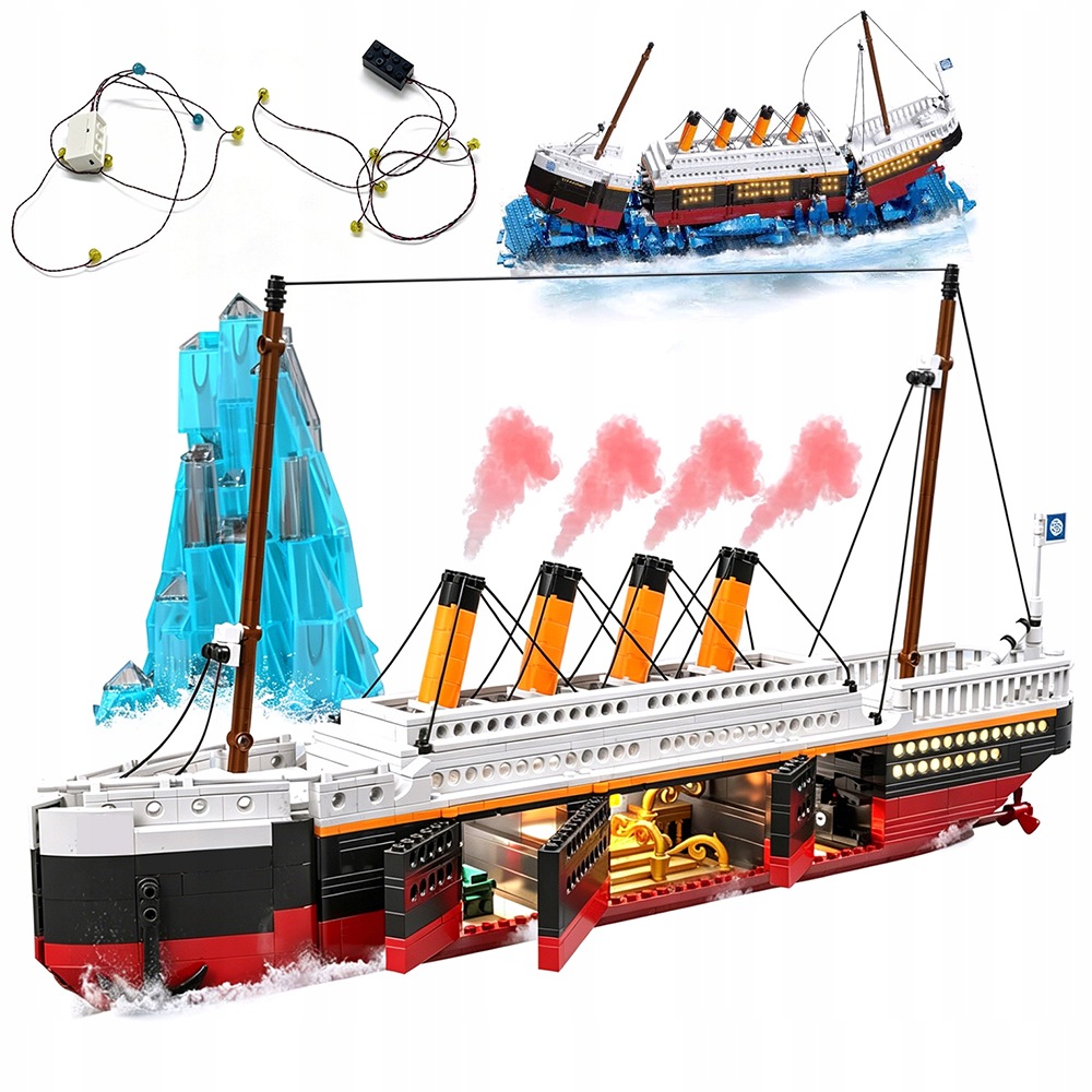 Klocki Titanic Statek Tytanik Wycieczkowiec Led 1935szt Zestaw Figurka 2w1