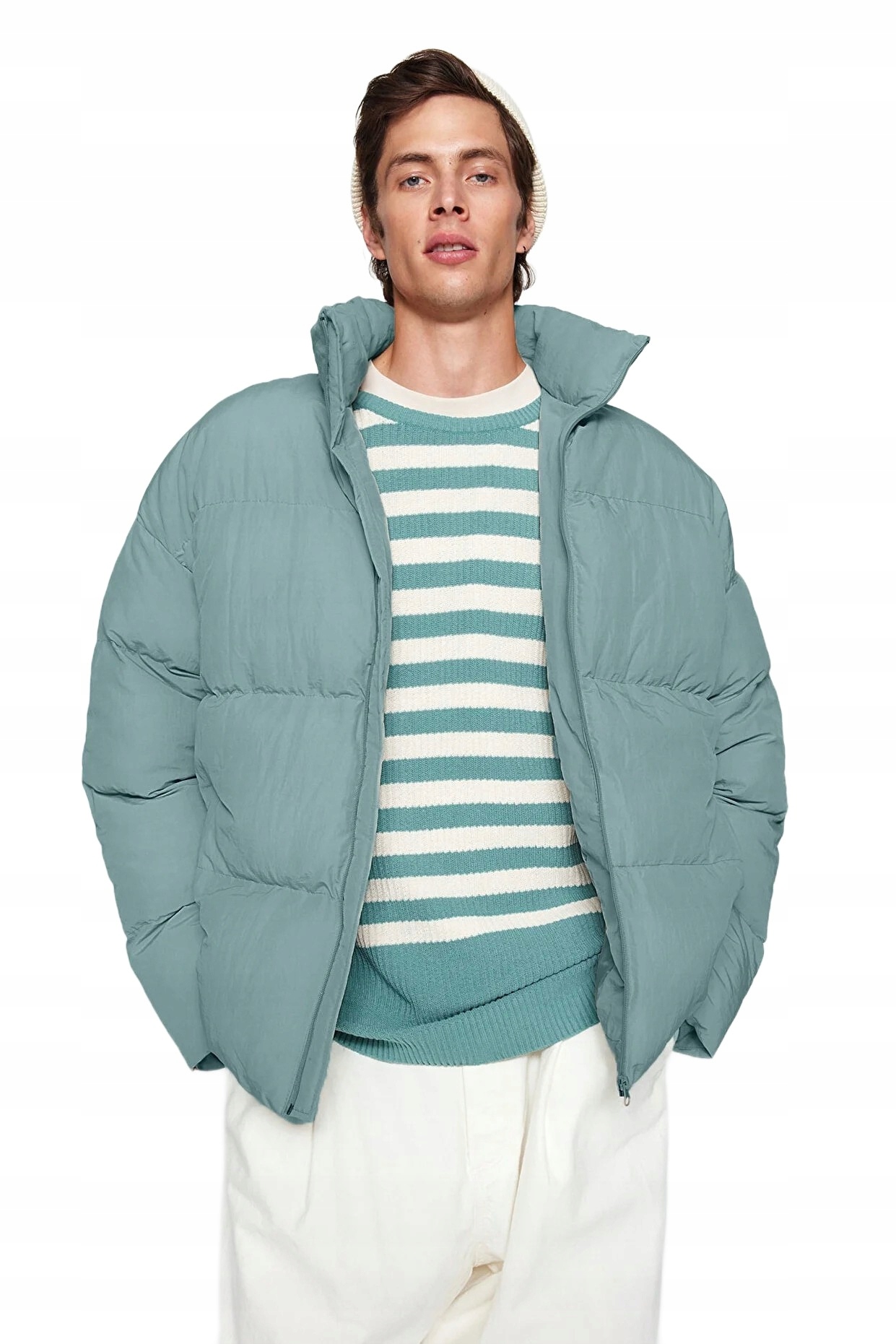 Trendyol Dámská Prošívaná Bunda Se Zipem Na Boky, Mátová, Velikost 5DA