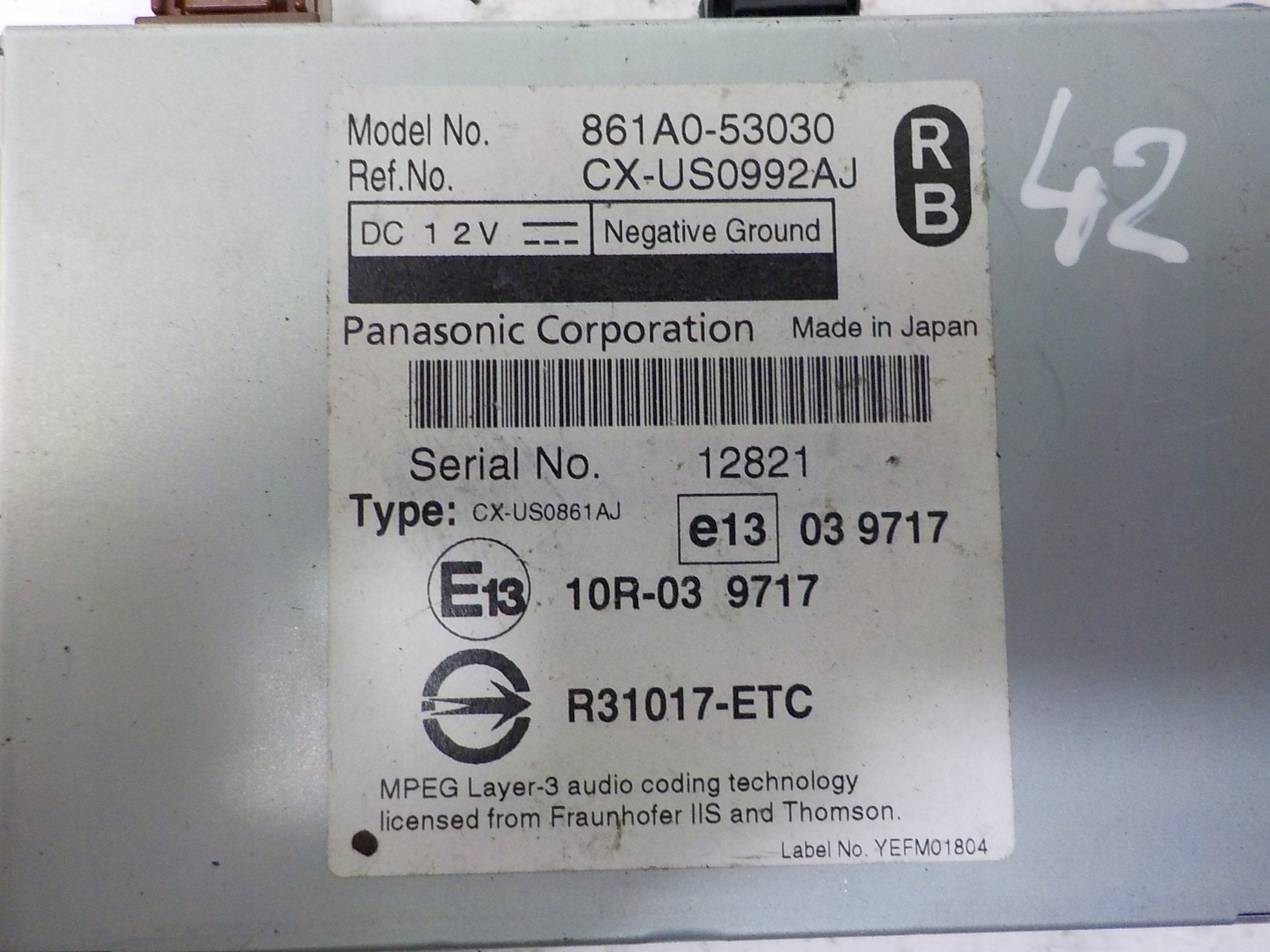 LEXUS IS II modulo USB MULTIMEDIA INTERFACE 861A0-53030 CX-US0992AJ