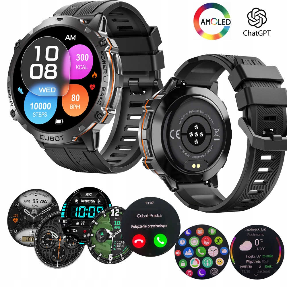 Cubot X3 Amoled Smartwatch Zegarek Barometr Puls Rozmowy Pancerny Militarny