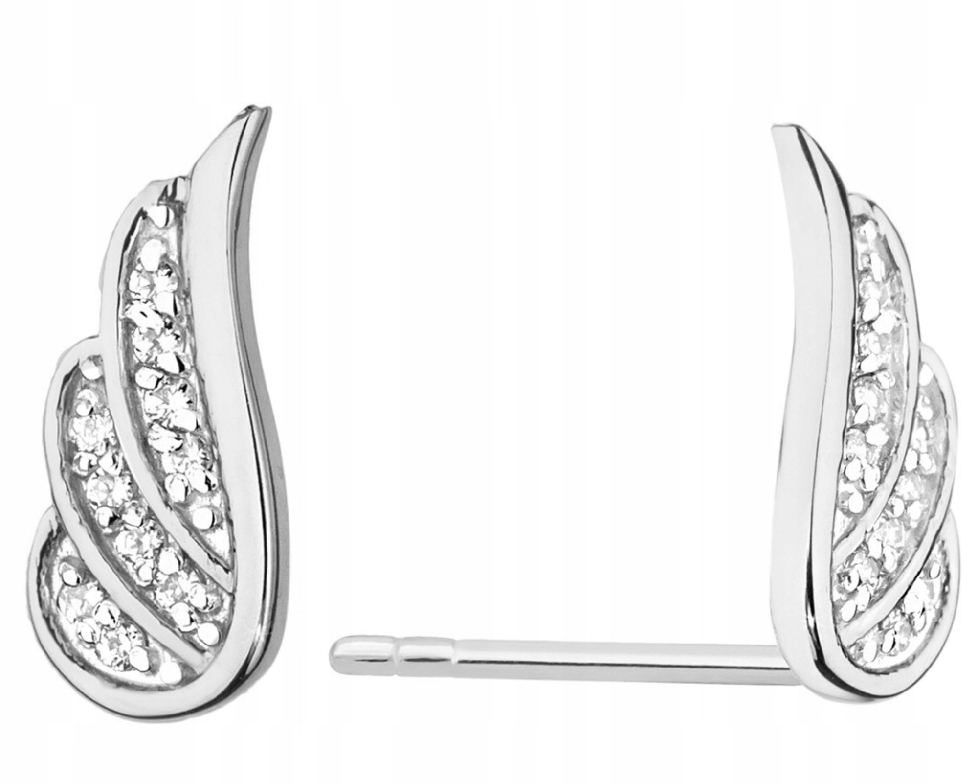 Bílé zlaté náušnice s brilianty a andělskými křídly