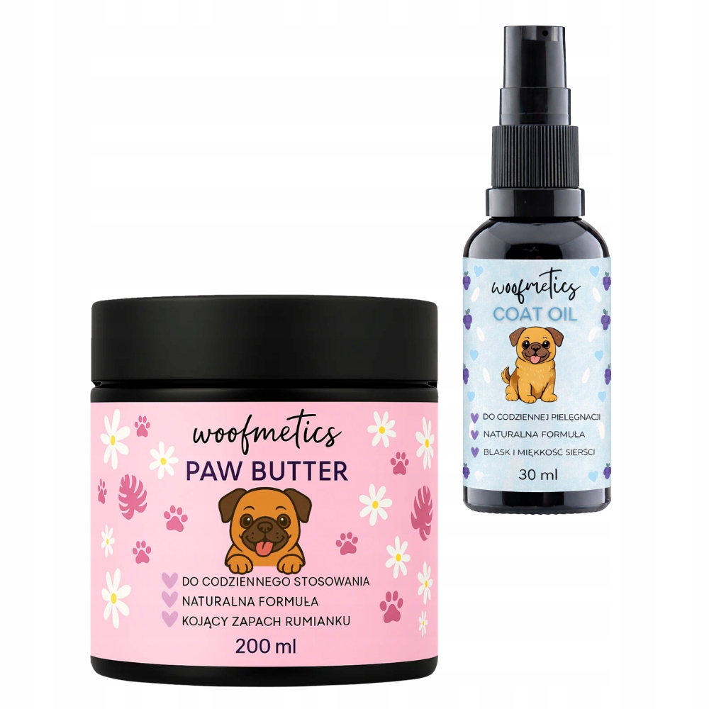 Levně Sada pro psa Heřmánkové máslo na tlapky 200 Ml Olej na psí srst 30 ml