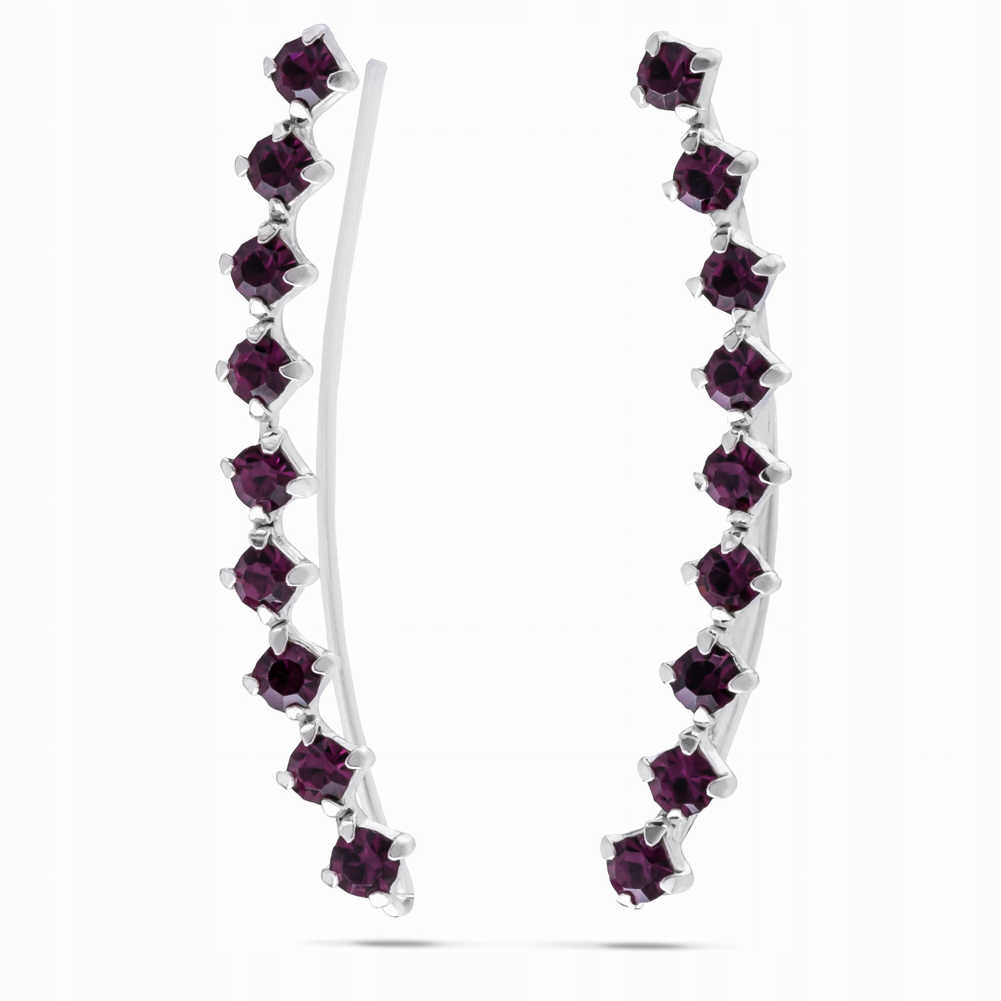 

Kolczyki Nausznice Fioletowe Cyrkonie Srebro 925