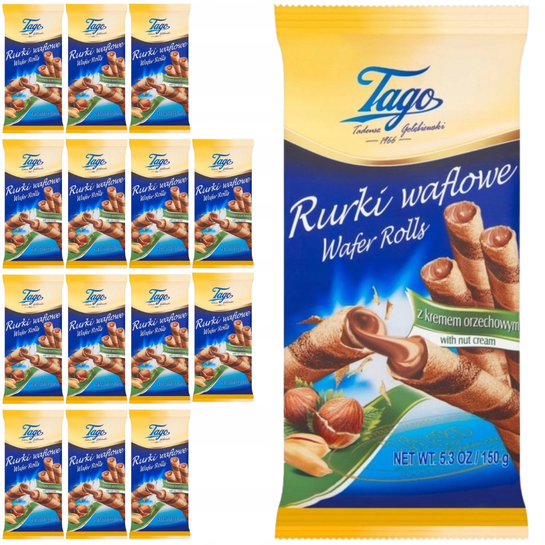 Levně Tago Vaflové trubičky s oříškovým krémem 150 g x 14 kusů