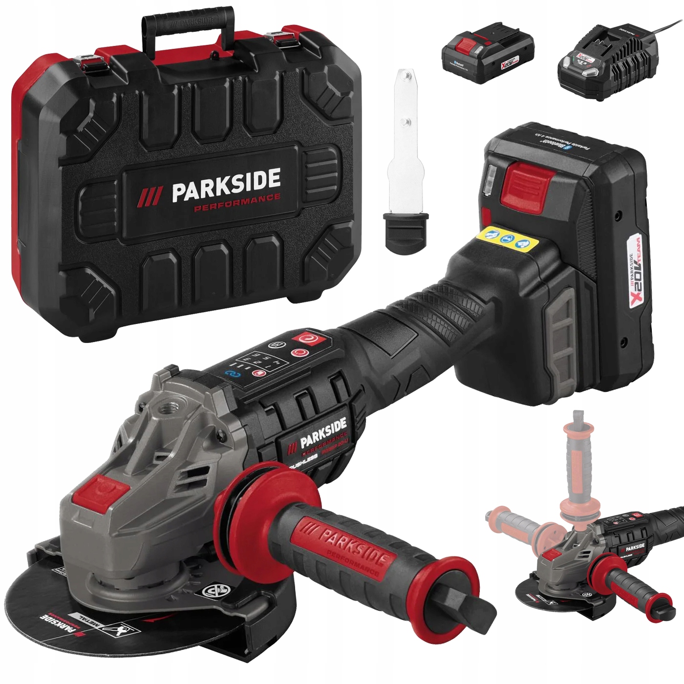 Szlifierka Kątowa Parkside Pwsap F6 20V Zestaw Aku 4AH Ładowarka Walizka