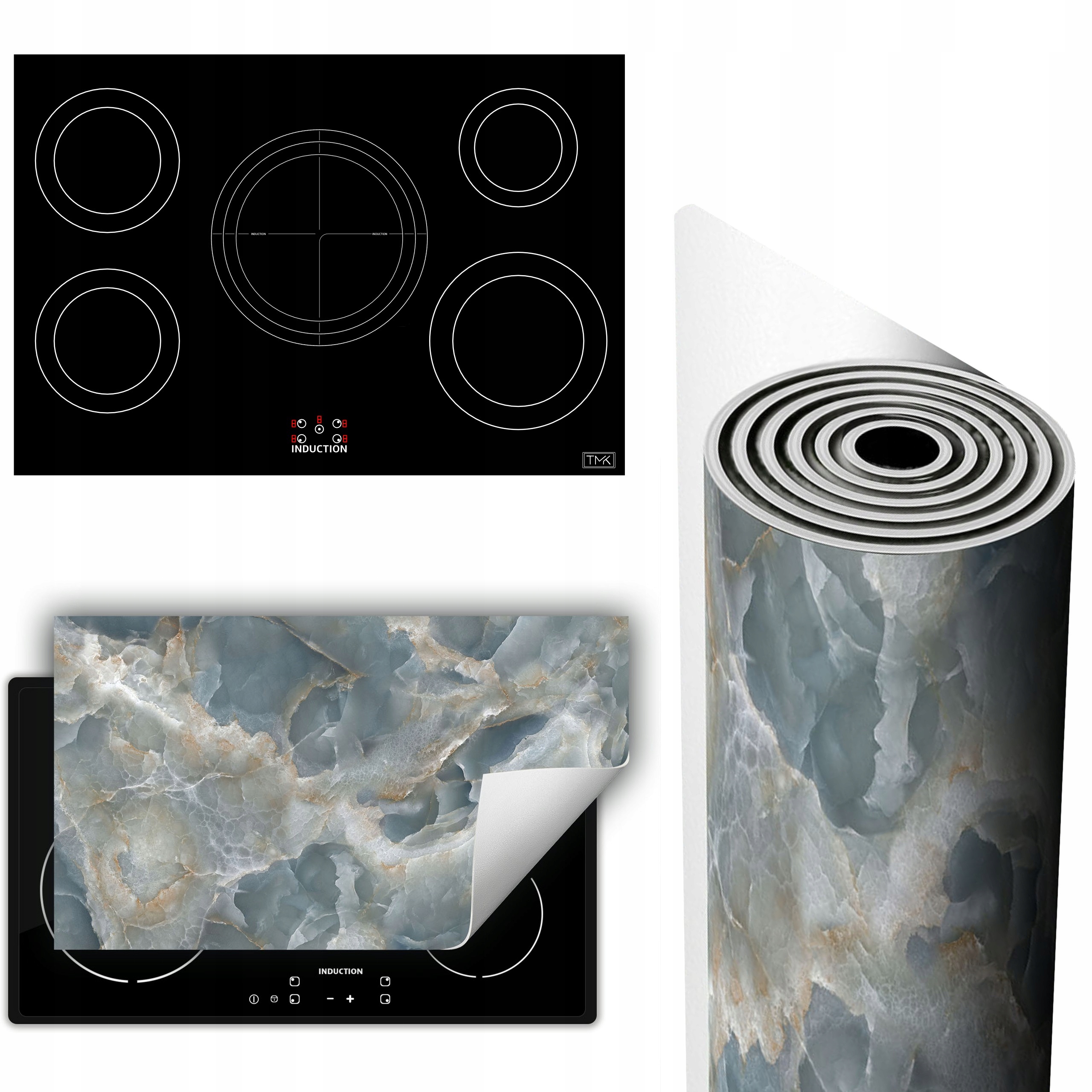 Vinylová Podložka Na Ochranu Kuchyňské Desky 90x52 šedá mramor