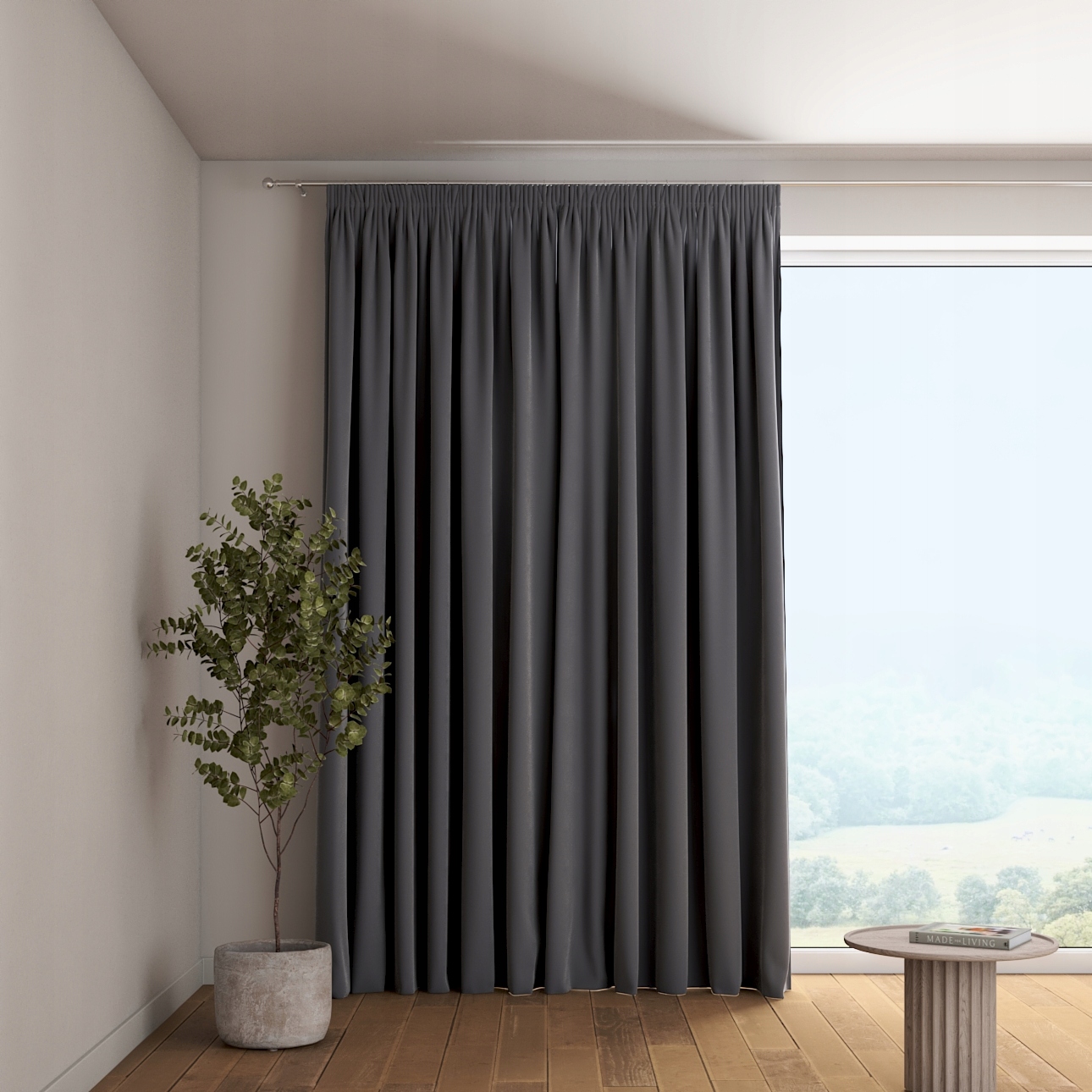 Záves na vlnitej páske 1 ks 130x245 cm grafitovo sivý