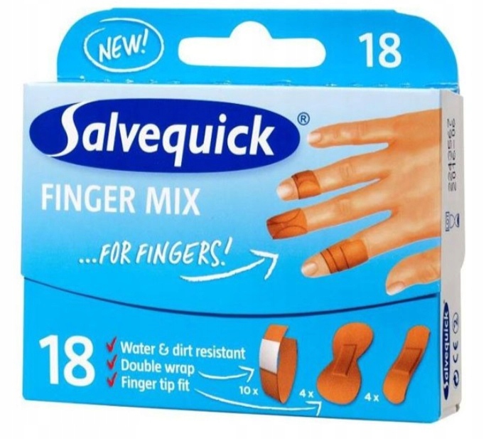 

Salvequick Finger Mix plastry na dłonie 18 sztuk