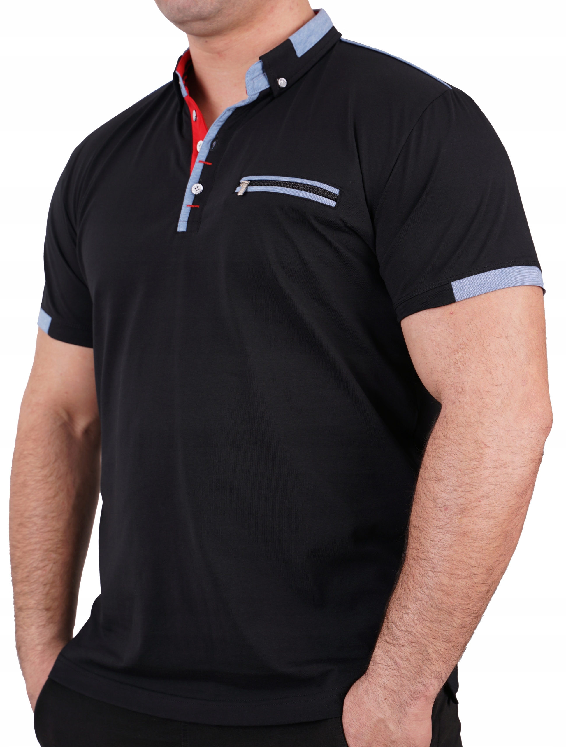 T-SHIRT MĘSKI POLO CZARNY KOSZULKA KOŁNIERZYK L