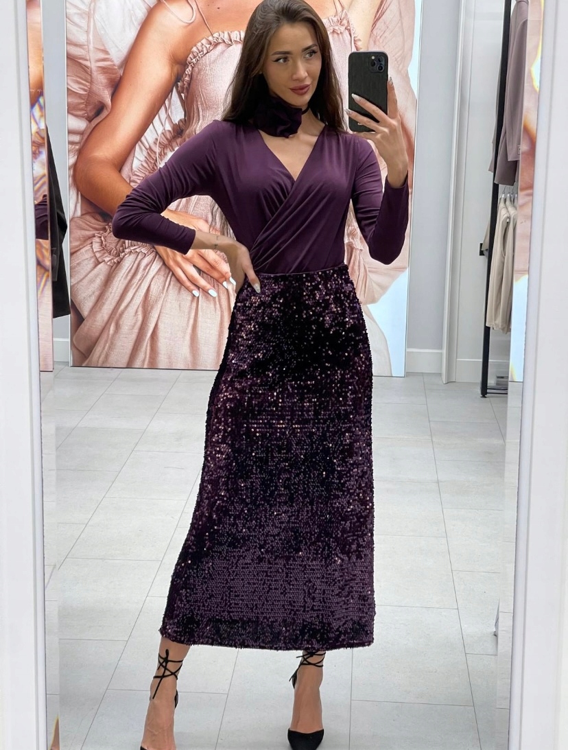 Sukně Flitrová Fialová 1051 Lalous vel S