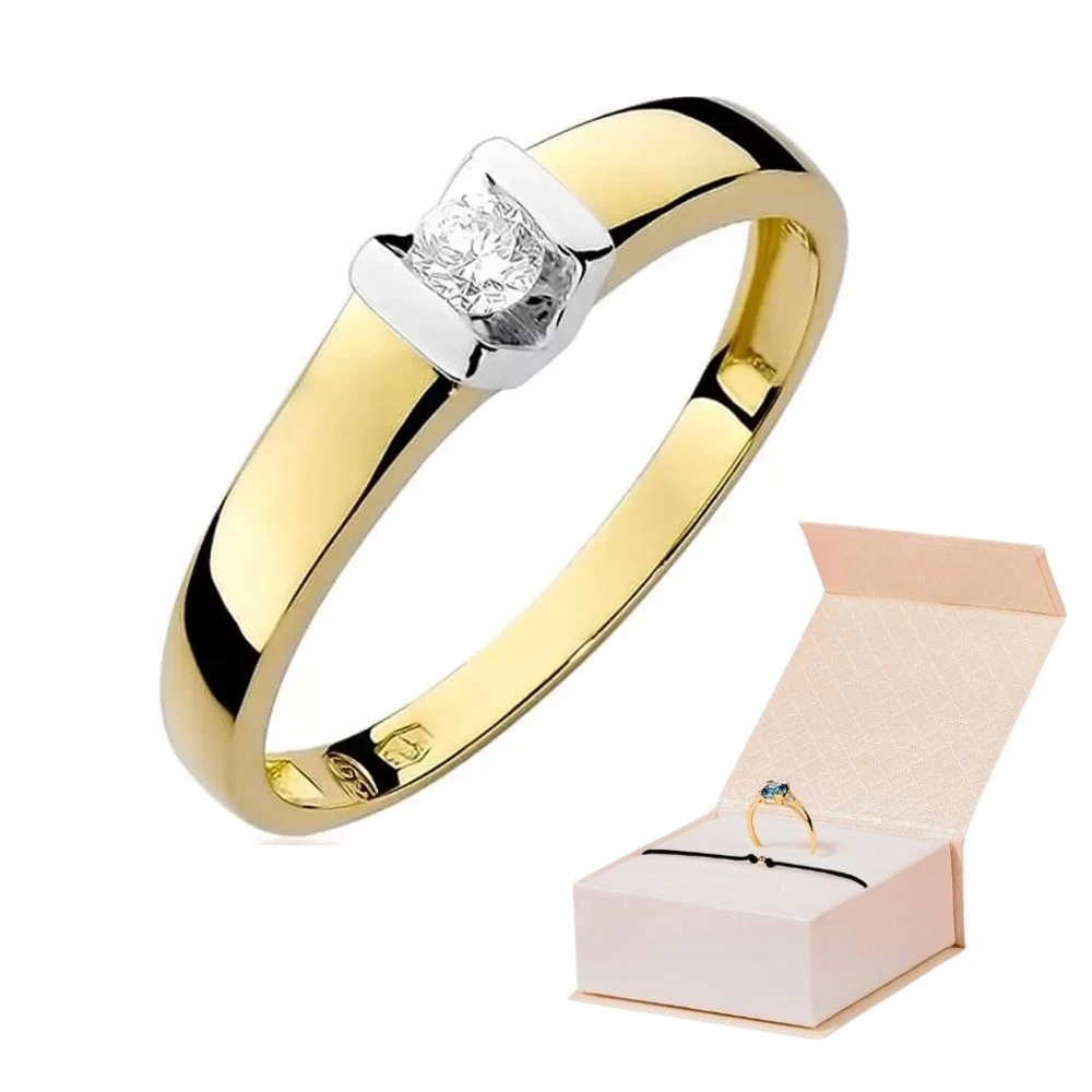 Prstýnek S Drahokamem 585 Diamant 0,1 ct Zlatý Náramek