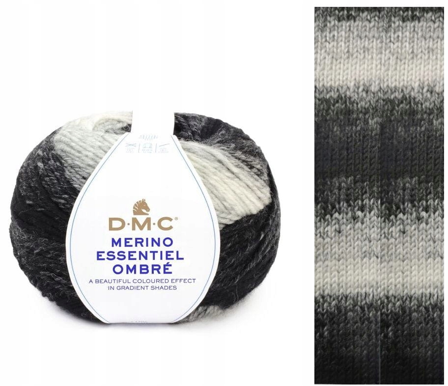 příze DMC Merino Essentiale Ombre kol.1000 bílo-černá