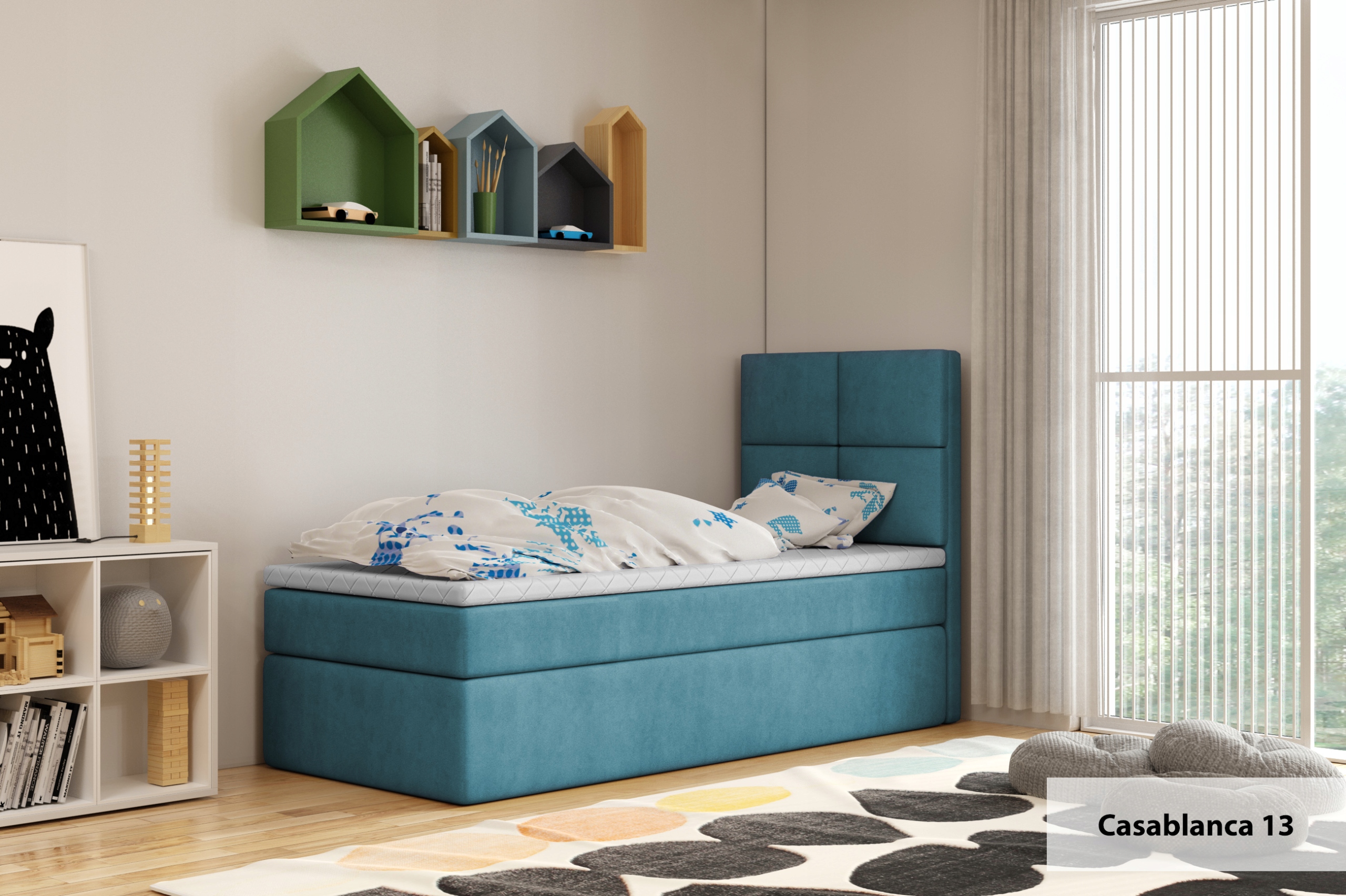 ŁÓŻKO KONTYNENTALNE TAPICEROWANE POJEMNIK 90X200