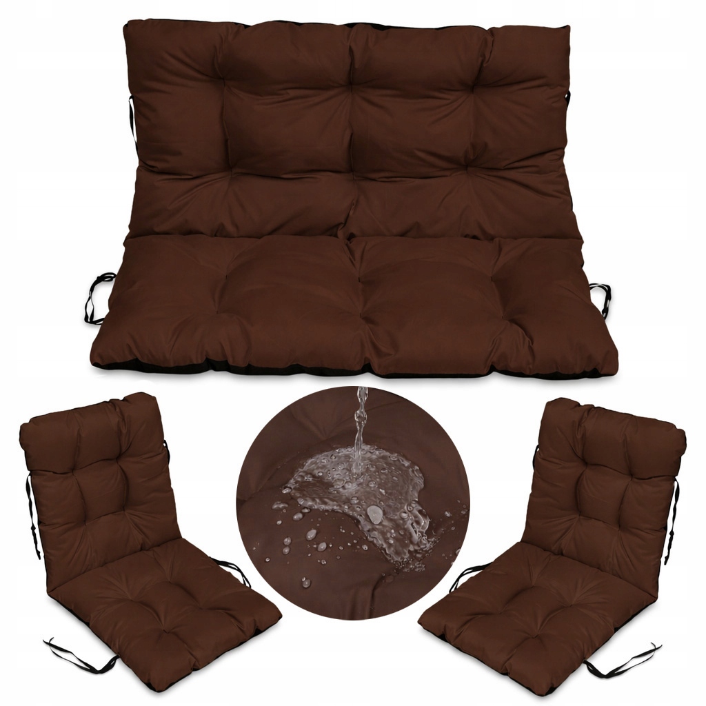 Set 2+1 polštáře na ratanový nábytek, voděodolné, měkké, 100x60x50, Bronzové