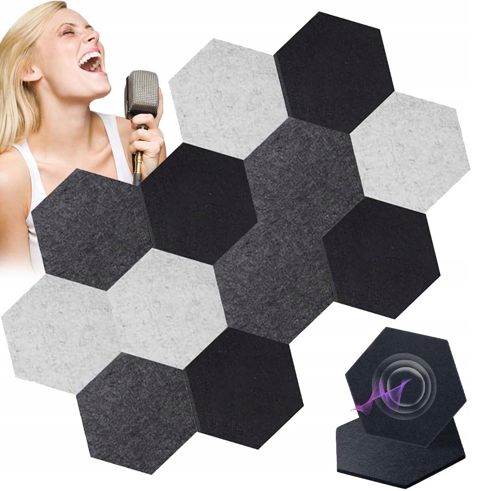 3D Plstěné Stěnové Panely Hexagon, Samolepící Akustická Opěrka Hlavy, Soft