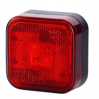 LAMPA OBRYSOWA LED KWADRATOWA CZERWONA PRZYCZEPA