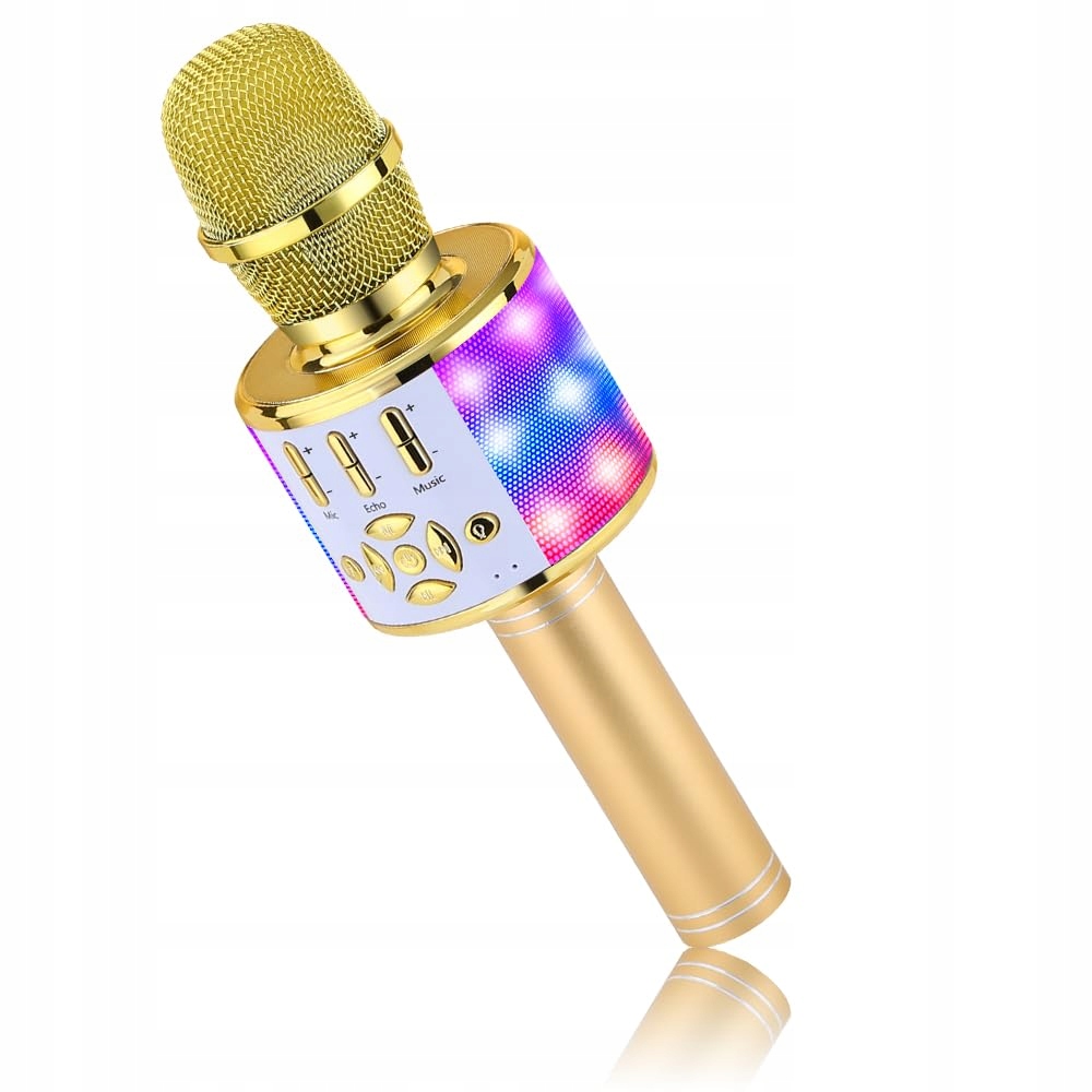 BONAOK Magiczny Karaoke Mikrofon Bluetooth Dla Dzieci i Dorosłych Złoty