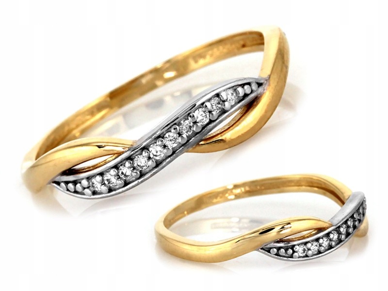 Prstýnek zlatý 585 dvoubarevný se zirkony 1.30 g velikost 14 jako dárek