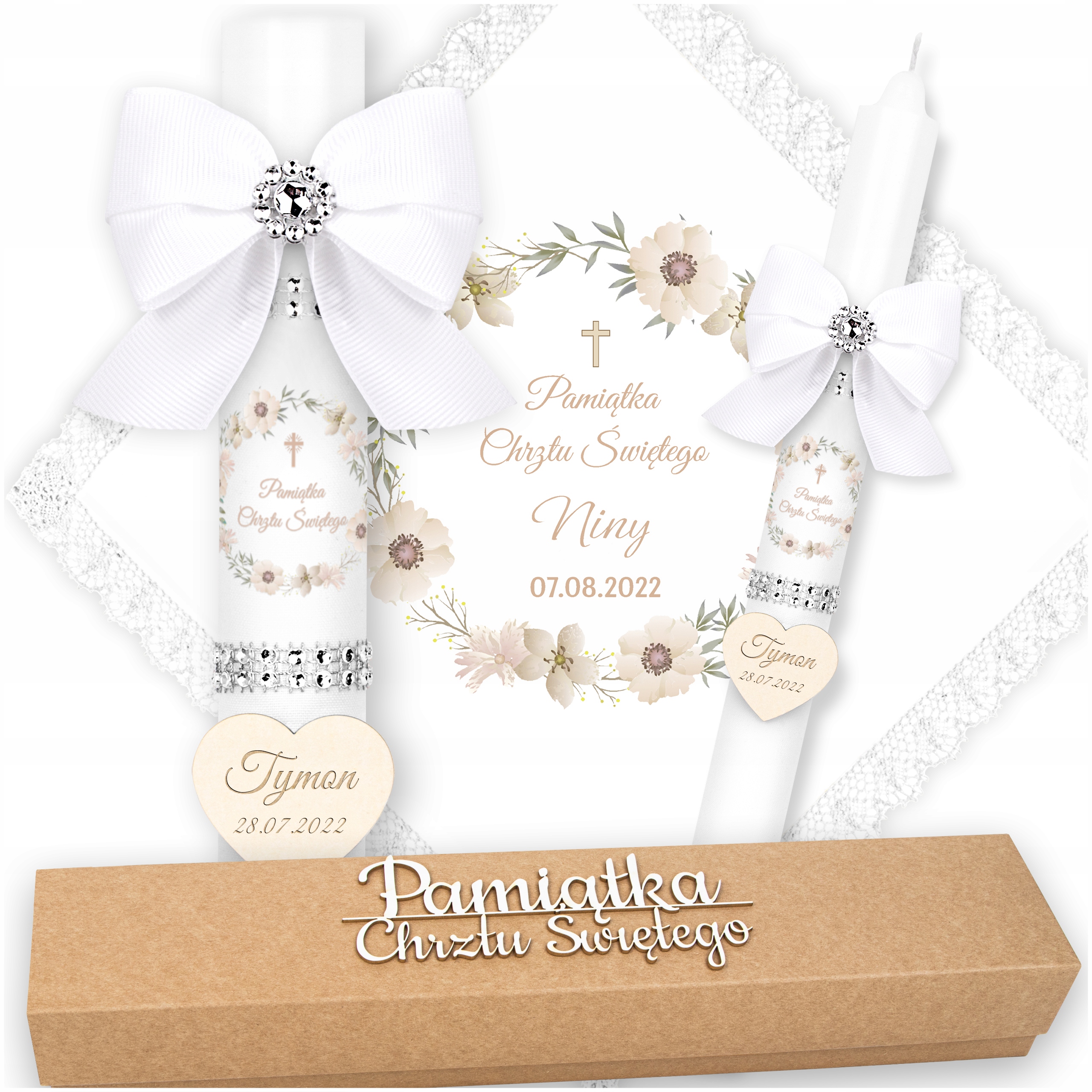 

Świeca na chrzest Biała Szatka pudełko