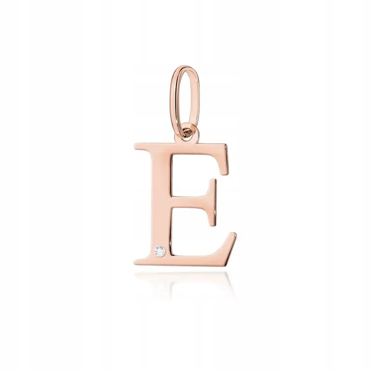 Zlatý přívěsek 585 s diamantem, písmenko E, růžové zlato, ideální jako dárek