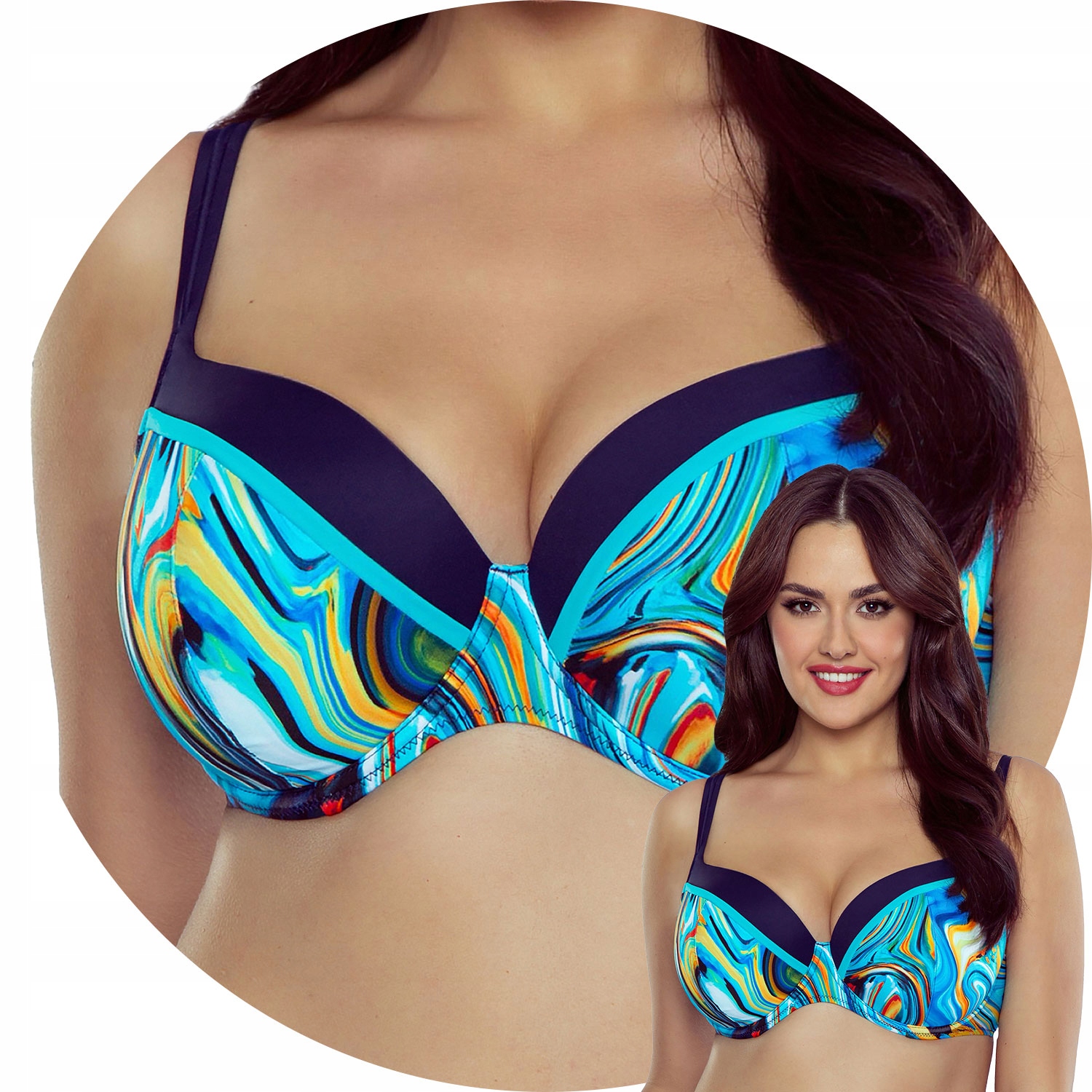 Vivisence 3229 Plavková podprsenka Kostým modrý Vyztužený 75F