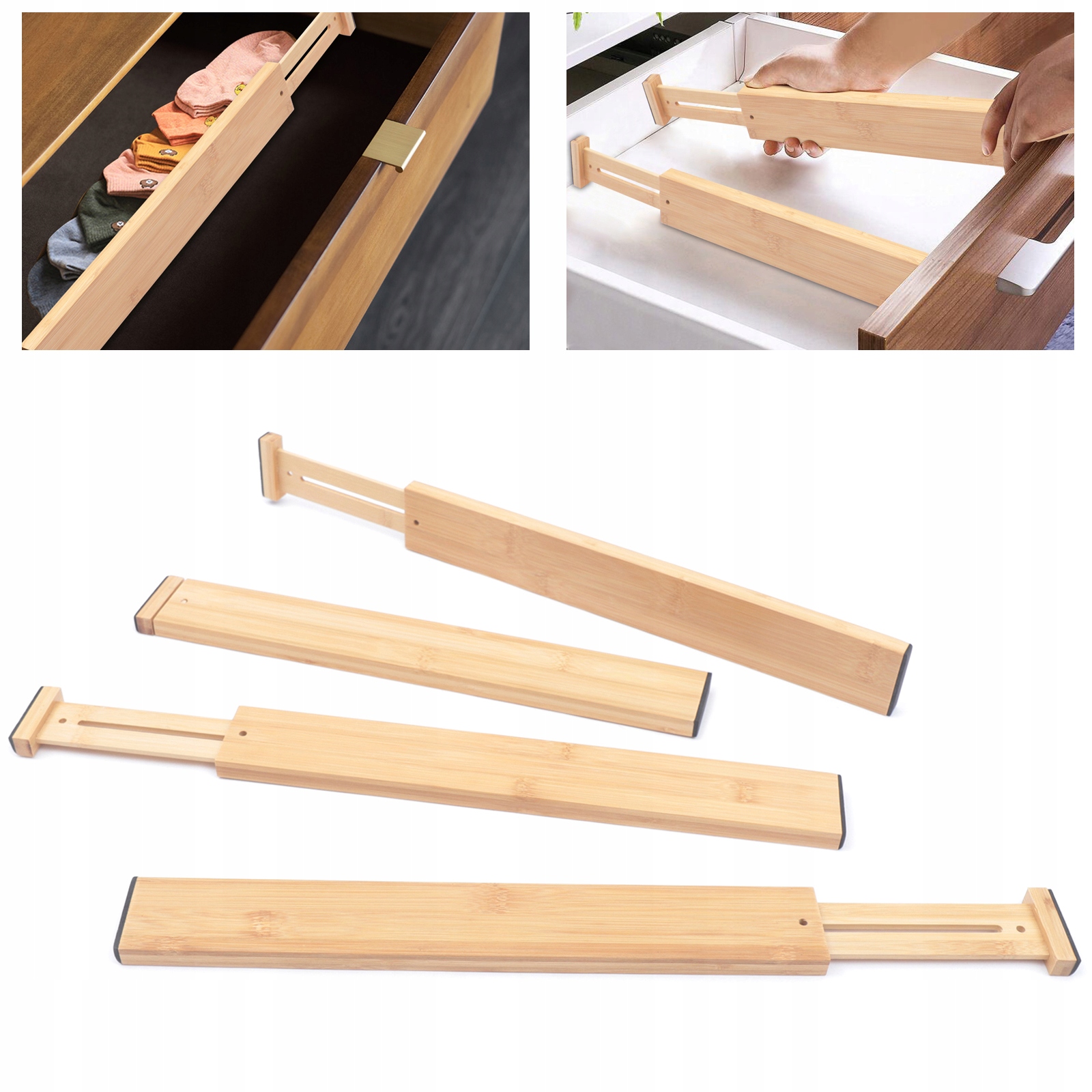 

4 Szt Bambusowy Organizer Do Szuflady Przegroda