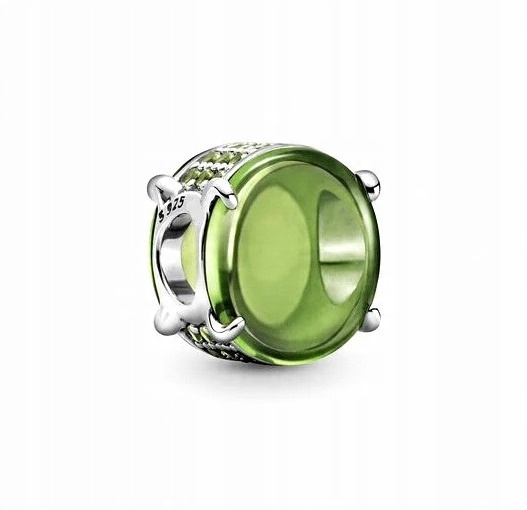 

Charms Kryształowy Zielony Owal do Pandora Srebro