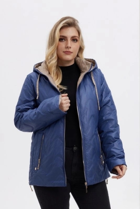 Dámská Prošívaná Bunda B8356 Velikost 52, Modrá