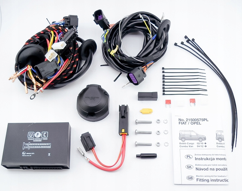 Wiązka dedykowana haka 13-pin do Fiat Doblo 263 II Cargo / VAN 02.2010-2022 Stan opakowania oryginalne