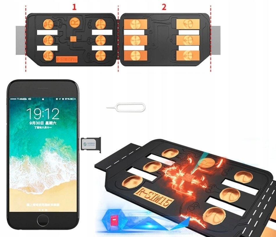 NAJNOWSZA KARTA R-SIM 15 SIMLOCK IPHONE XR PRO MAX 12 11 X 9 8 7 IOS APPLE Stan opakowania oryginalne