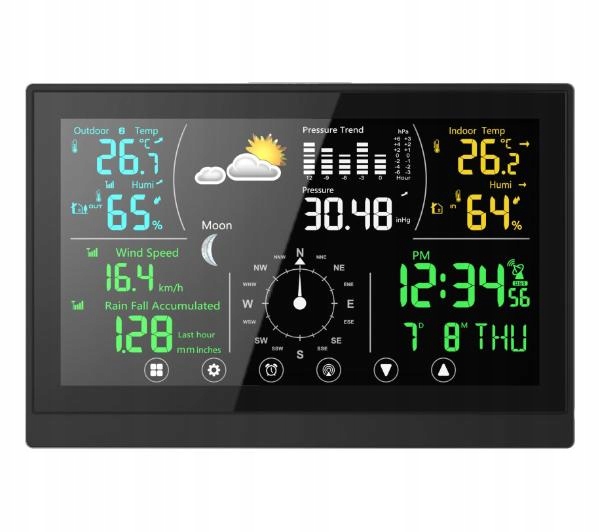 Stacja pogody z czujnikami deszczu i watru Winner Wg 7911 Alarm Czas Data