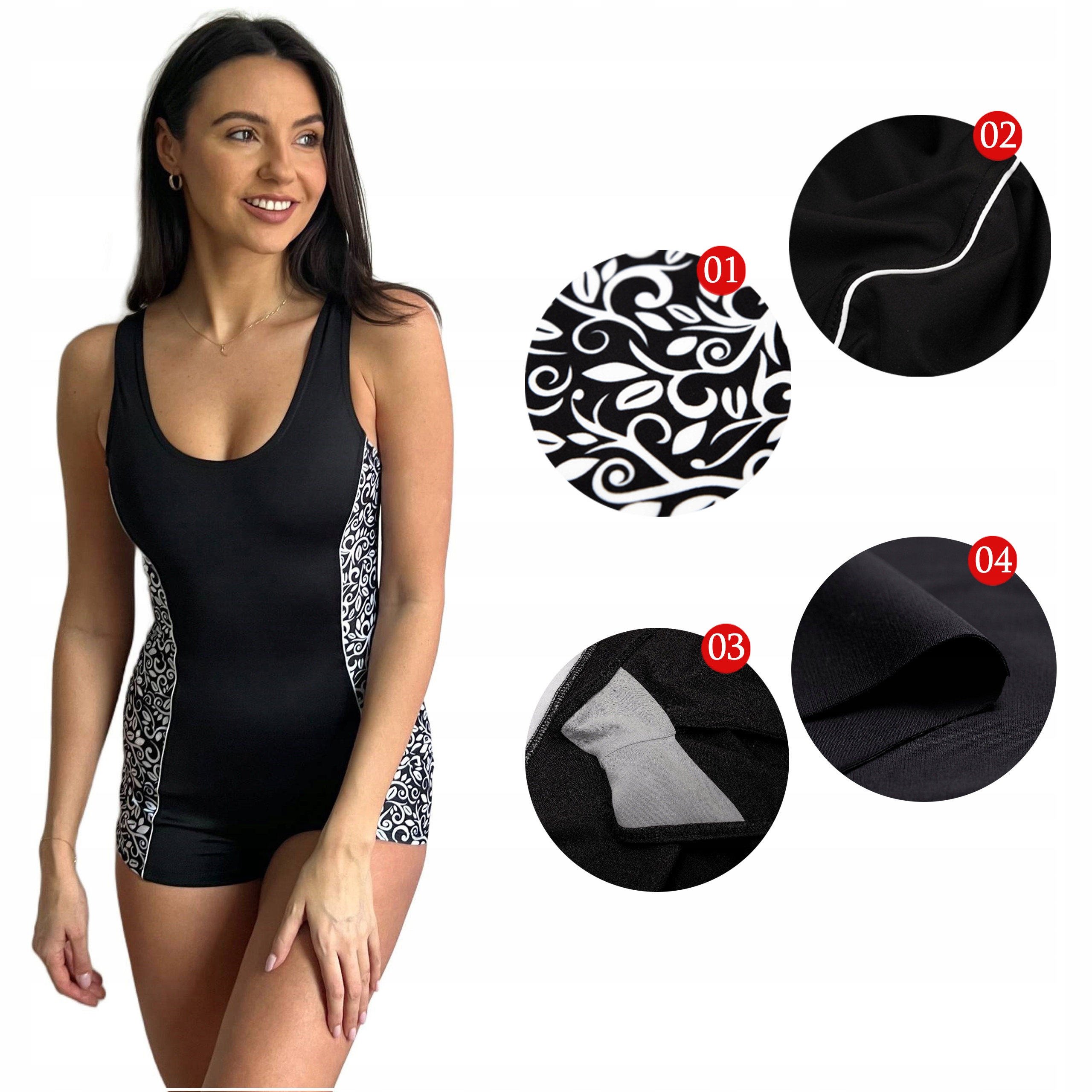 Strój kąpielowy damski 46 3XL sportowy kostium wyszczuplający spodenkowy Marka Ercole