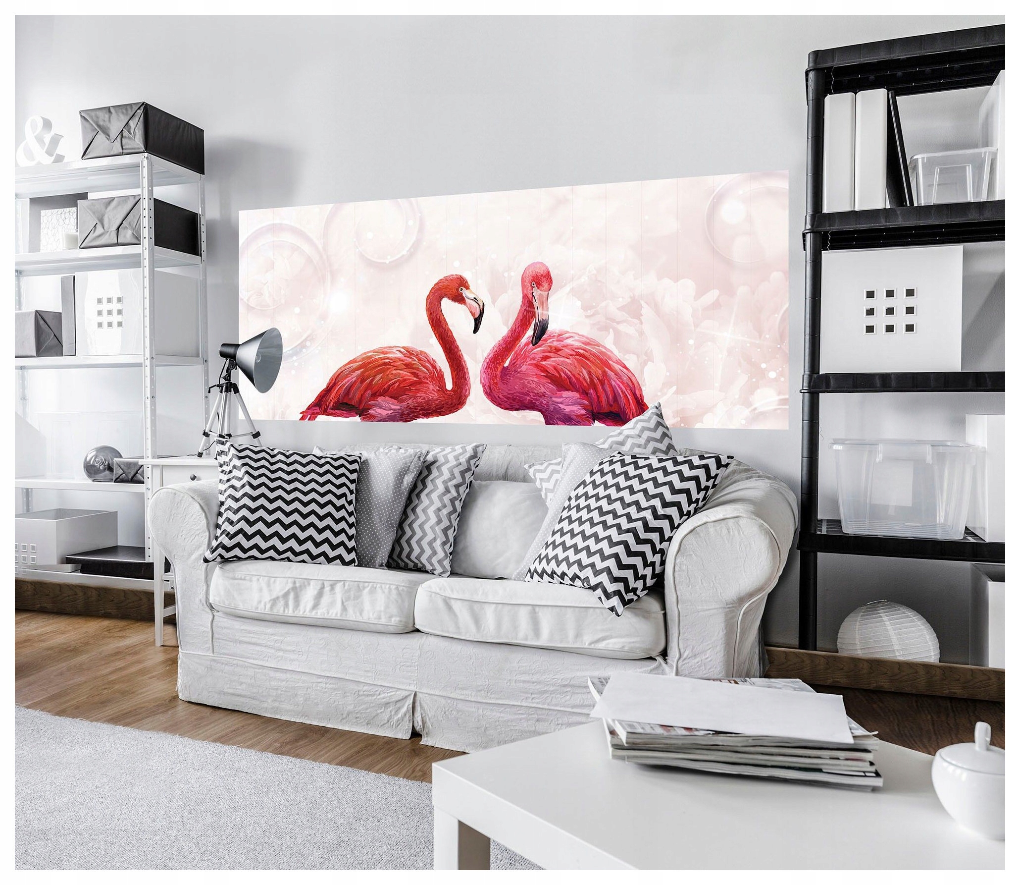 Fototapeta Plameňáci Růžová elegance a pastelový klid 250x104 lepidlo