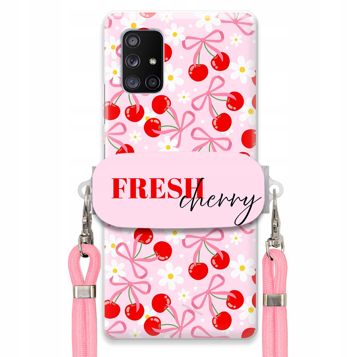 Puzdro pre Samsung A71 5G Case držiak šnúrok Ružový Fresh Cherry Kokardy