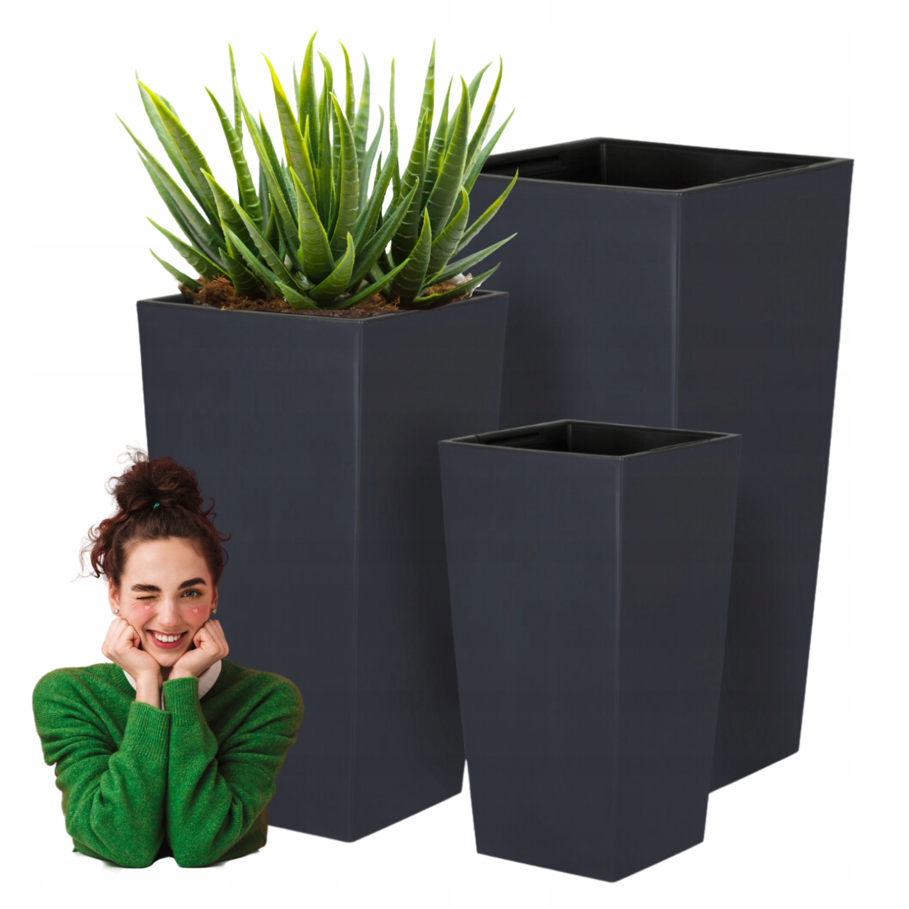 Donice Z Wkładem Plastikowe Do Ogrodu Zestaw Donic X3 Ogrodowe Czarne Taras