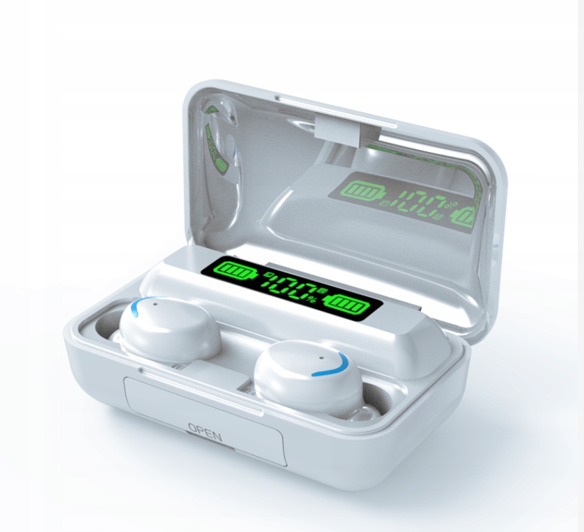 słuchawki bezprzewodowe douszne sportowe gamingowe czarne z pawerbankiem Model F9-5