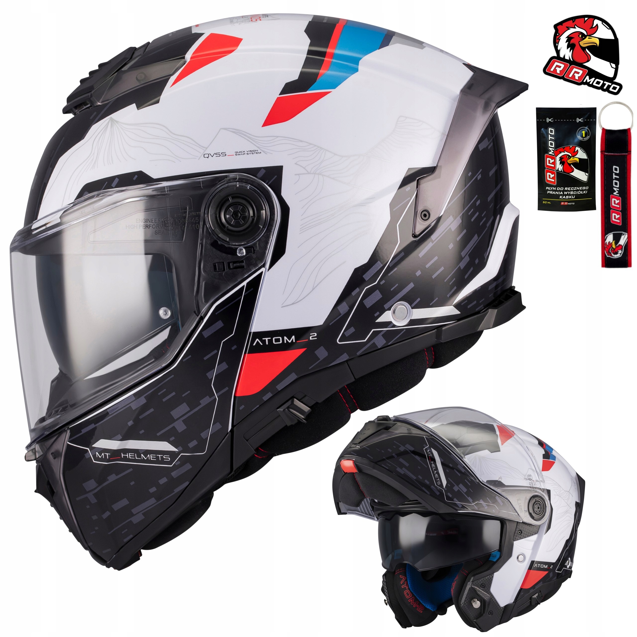 Kask Mt Atom 2 Sv Highlands White/blue/red biały czerwony niebieski Gratisy